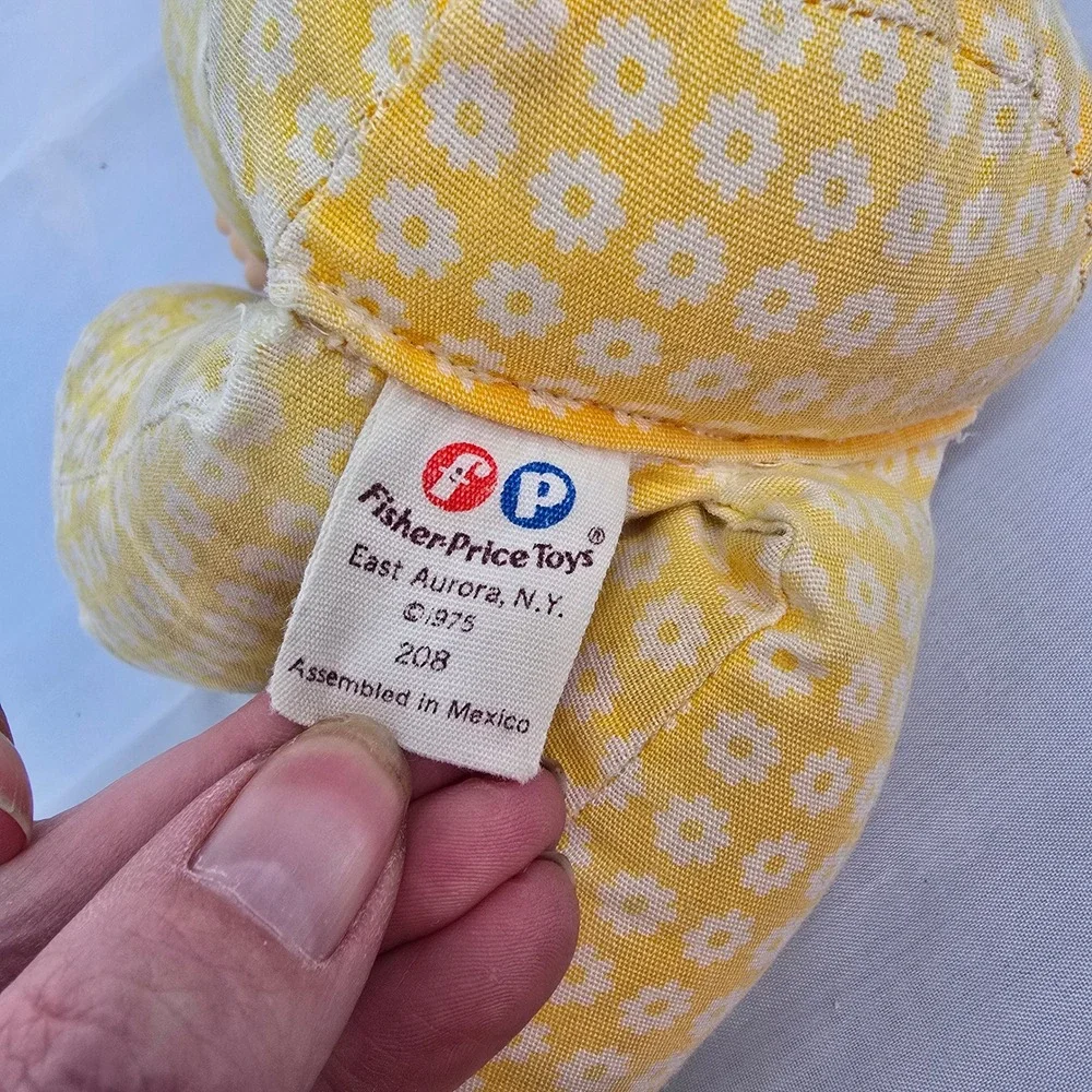 Vintage 1975 Fisher Price Honey Lap Sitter Doll Yellow Cloth Body Blue Eyes‎ Boy